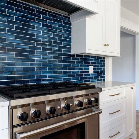 navy blue subway tile shower|blue backsplash subway tiles.